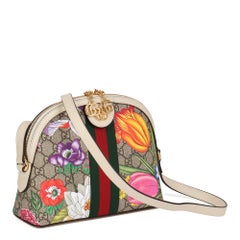 GUCCI Pelle di maiale bianca e tela GG Supreme Flora Piccola Orphidia a tracolla Ba