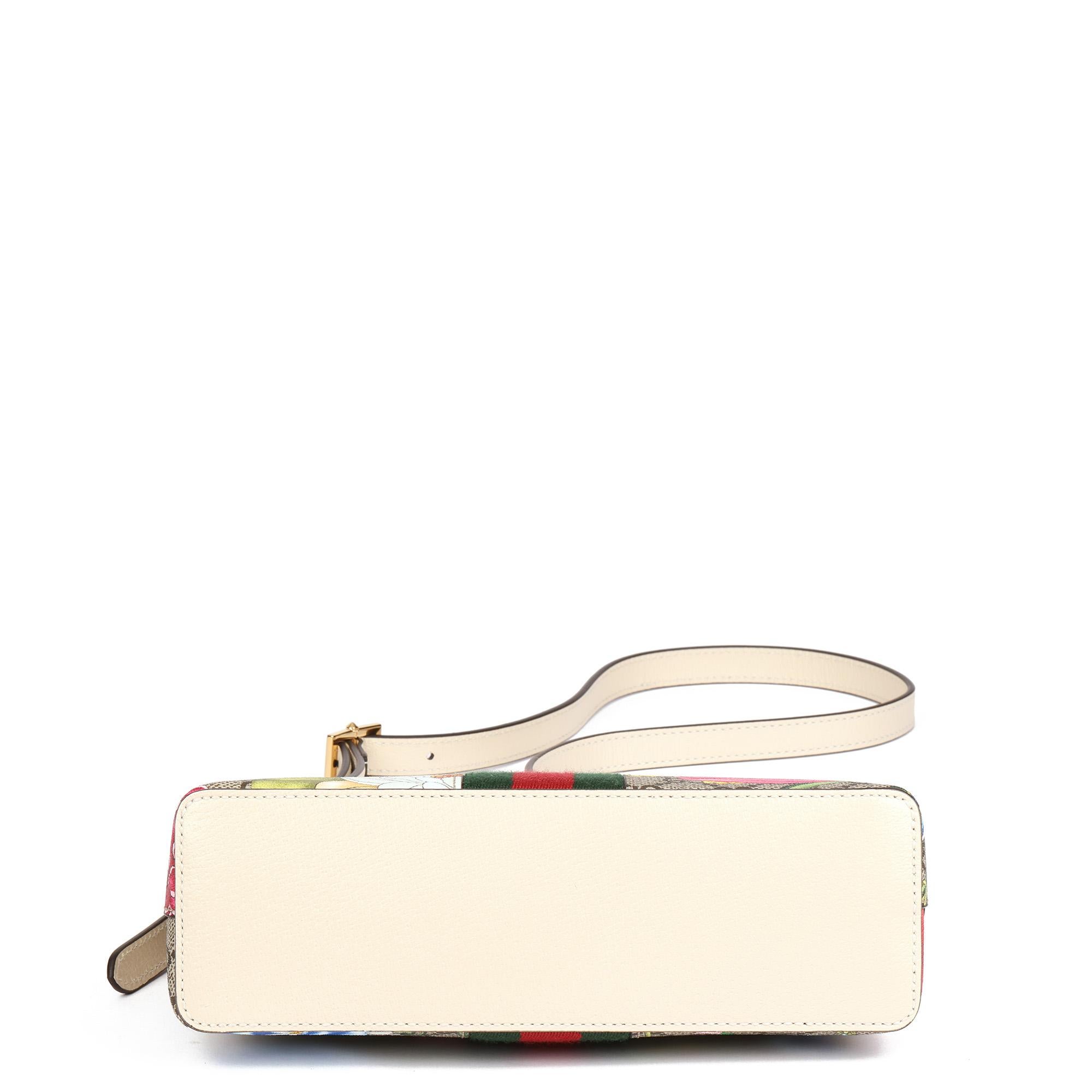 GUCCI White Pigskin Leather & GG Supreme Flora Canvas Small Orphidia Shoulder Ba 1