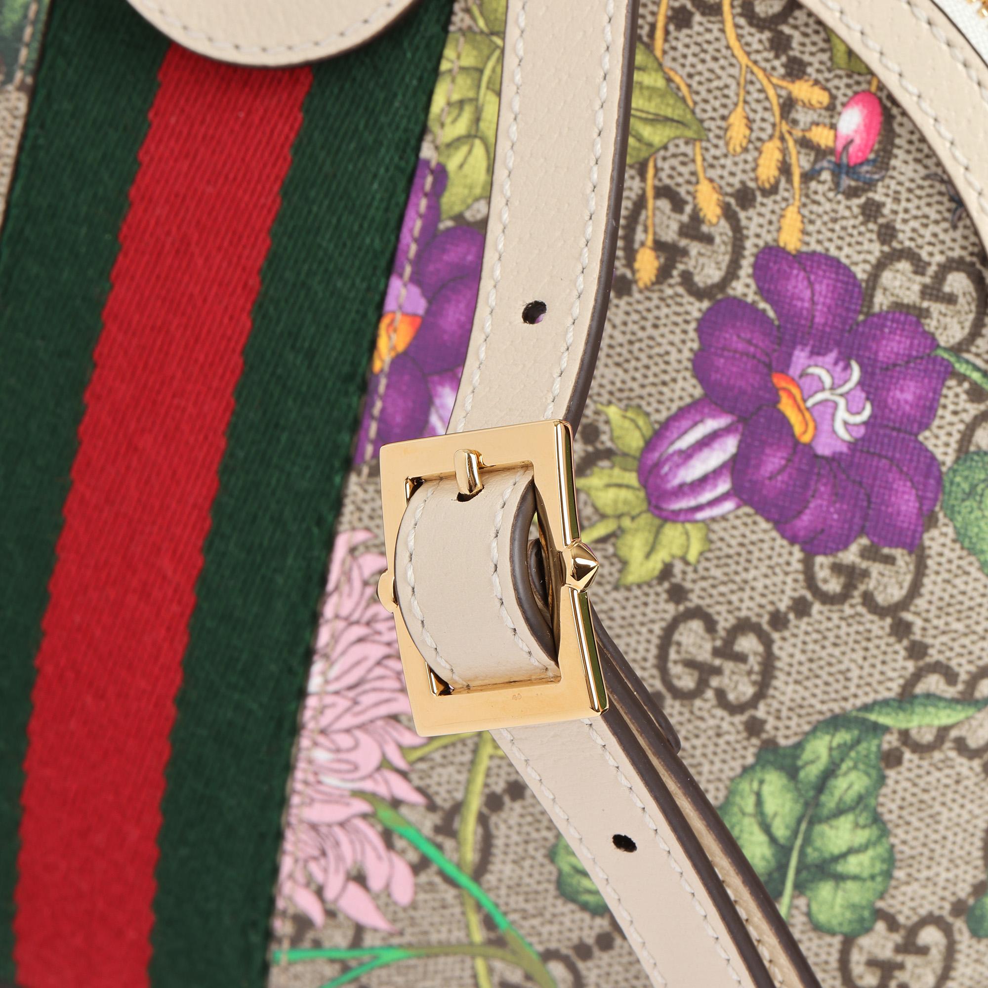 GUCCI White Pigskin Leather & GG Supreme Flora Canvas Small Orphidia Shoulder Ba 3