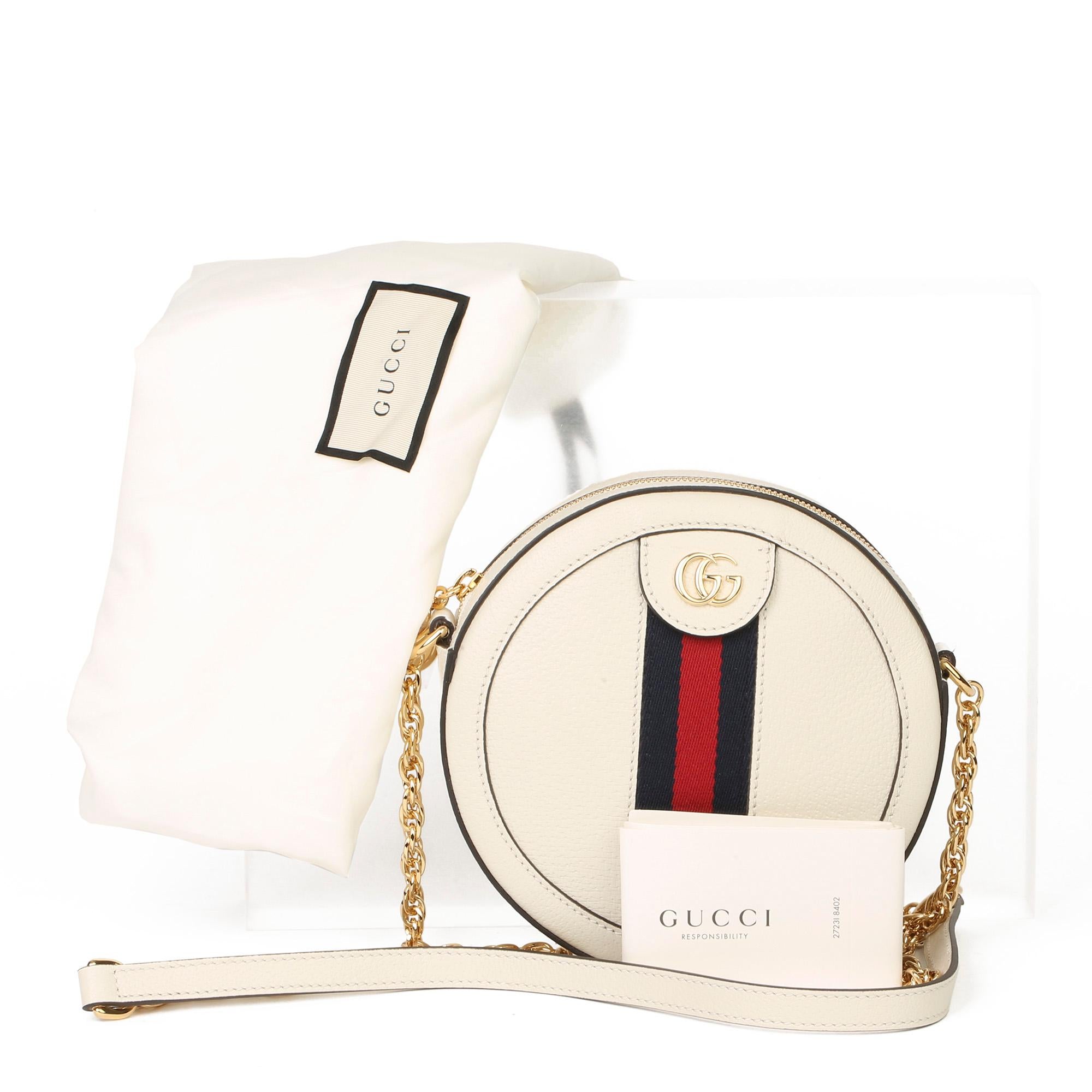 Gucci White Pigskin Leather Web Mini Round Orphidia Shoulder Bag 4