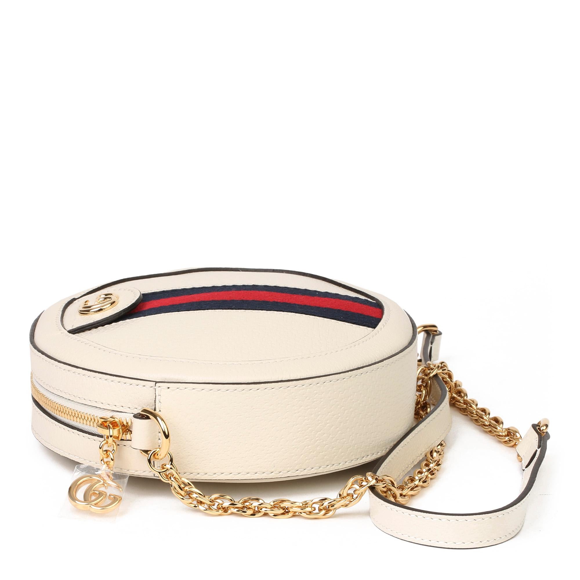 GUCCI
White Pigskin Leather Web Mini Round Orphidia Shoulder Bag

Xupes Reference: HB3710
Serial Number: 550618 520981
Age (Circa): 2020
Accompanied By: Gucci Dust Bag
Authenticity Details: Serial Stamp (Made in Italy) 
Gender: Ladies
Type: