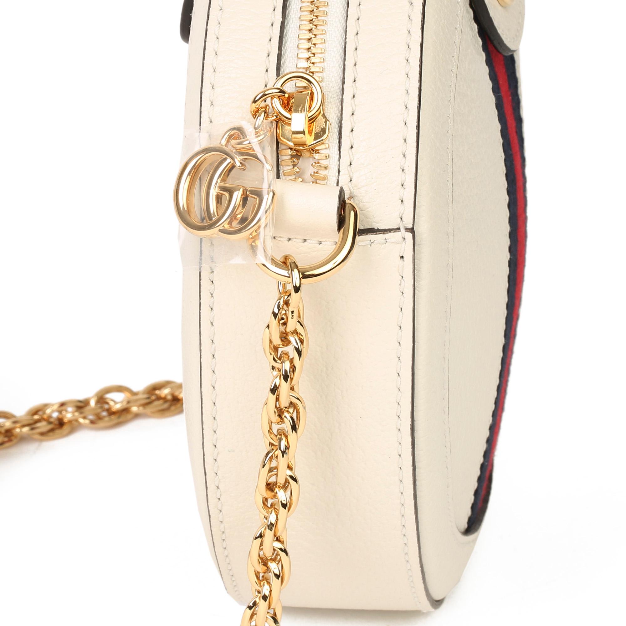 Women's Gucci White Pigskin Leather Web Mini Round Orphidia Shoulder Bag