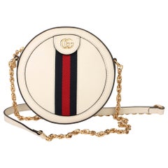 Gucci White Pigskin Leather Web Mini Round Orphidia Shoulder Bag