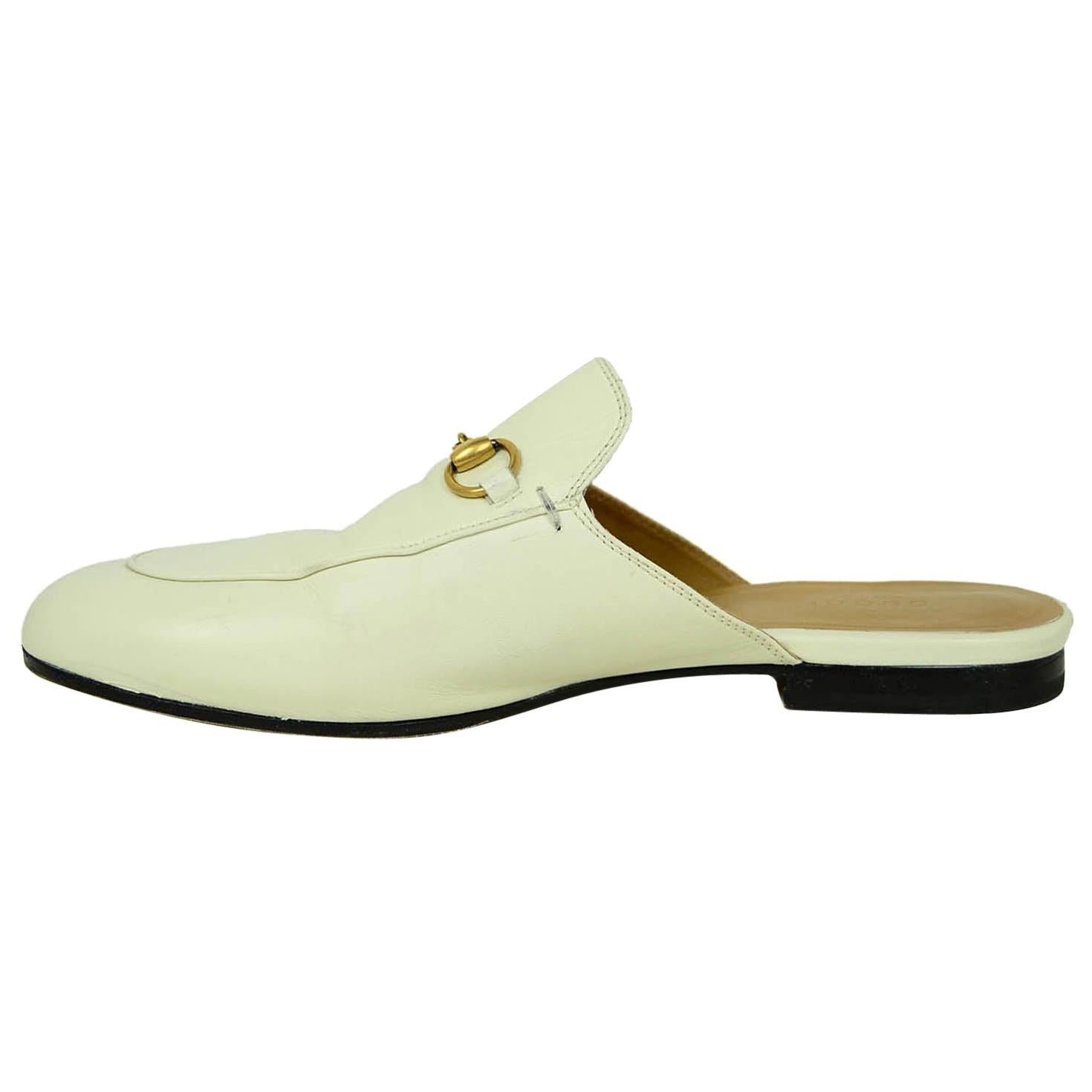 Gucci White Princetown Loafer Mules sz 39.5