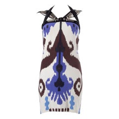 GUCCI white & purple silk EMBELLISHED BODYCON Cocktail Dress 40