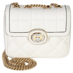Gucci White Quilted Calfskin Mini Deco Chain Bag