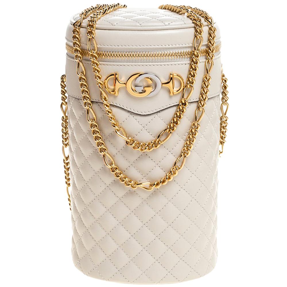 Gucci White Quilted Leather Trapuntata Convertible Belt Bag