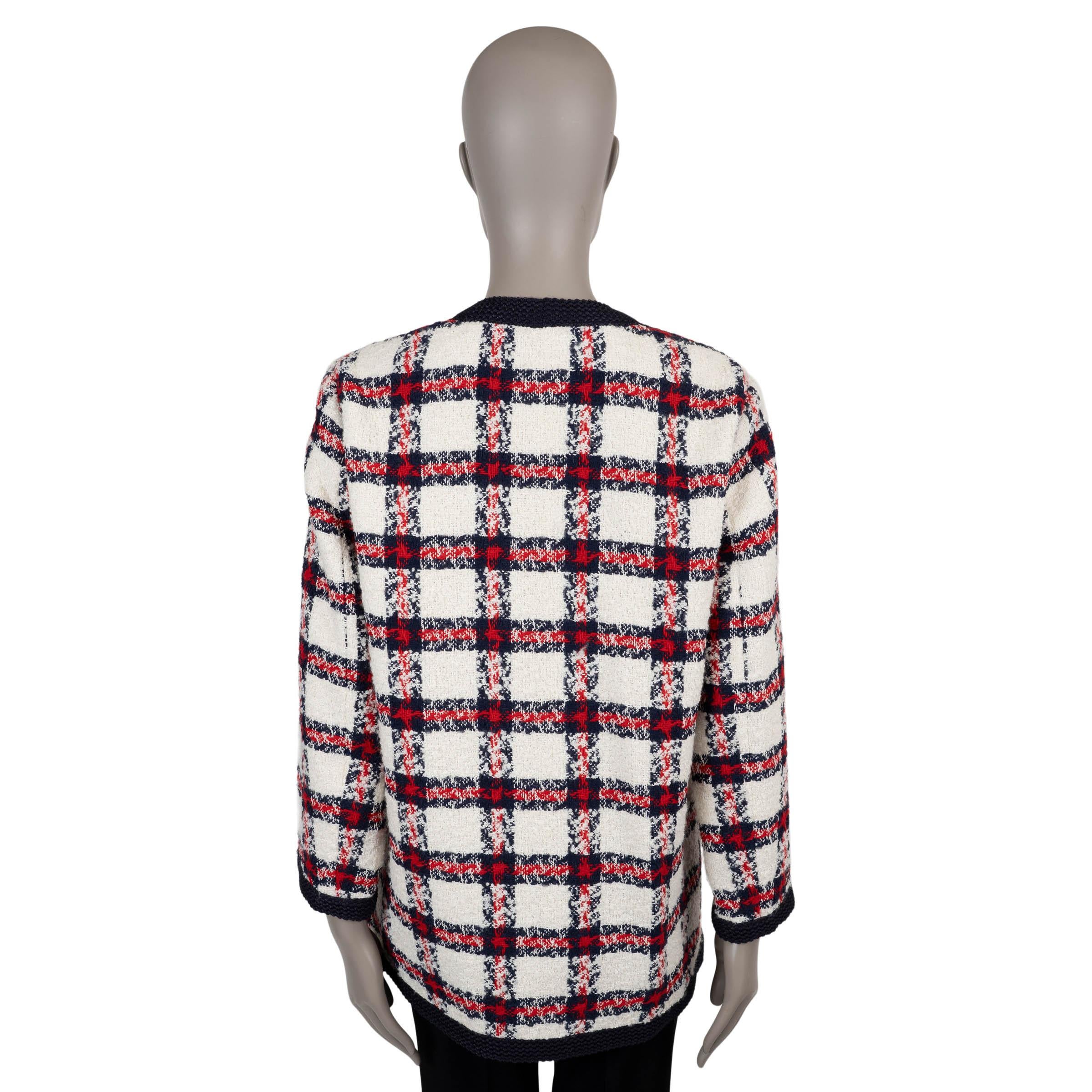 Gris GUCCI blanc rouge bleu blanc laine mélangée 2022 CHECK TWEED Veste 42 M en vente