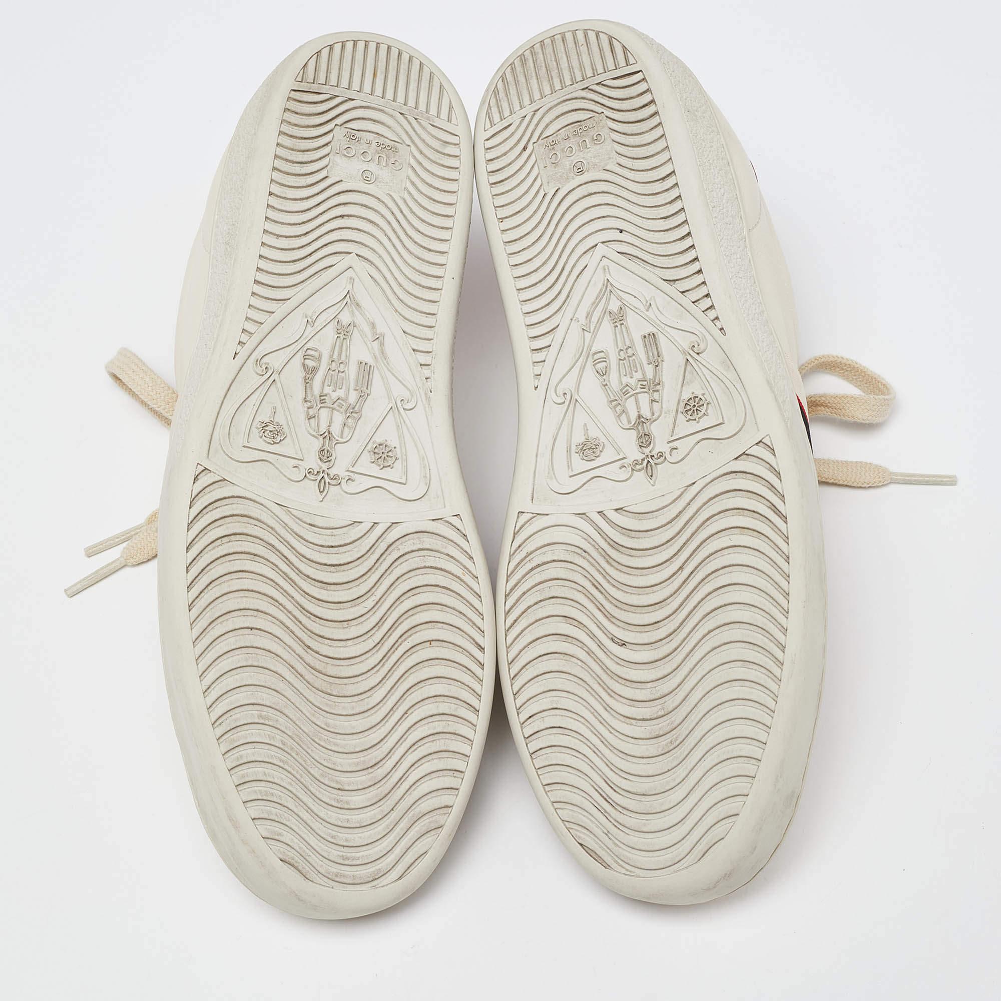 Gucci White/Red Leather Ace Gucci Band Low Top Sneakers Size 37 1
