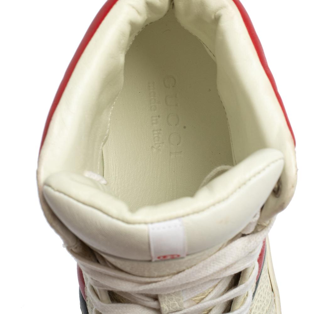 Beige Gucci White/Red Leather New Praga Karibu High Top sneakers Size 42.5