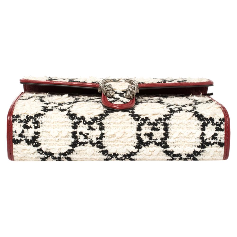 Gucci White/Red Tweed and Leather Mini Dionysus Shoulder Bag 5