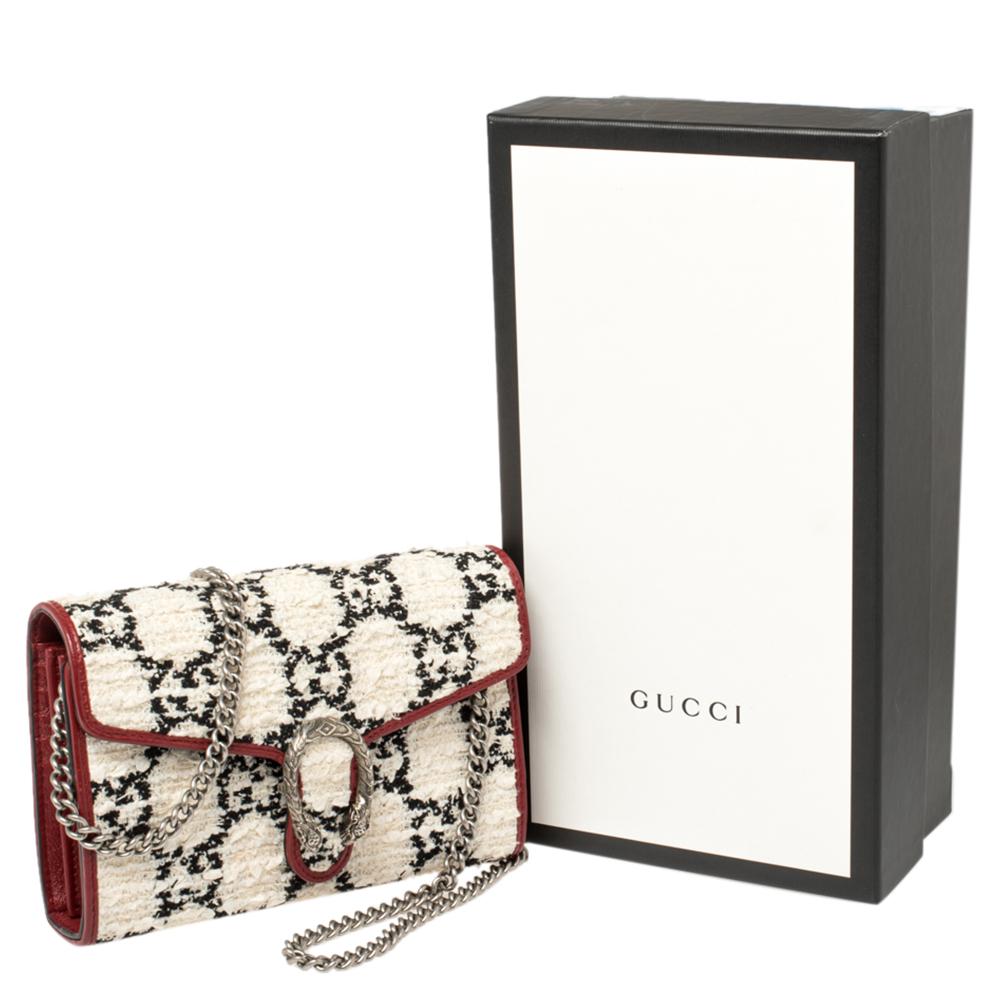 Gucci White/Red Tweed and Leather Mini Dionysus Shoulder Bag 7