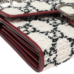 Gucci White/Red Tweed and Leather Mini Dionysus Shoulder Bag