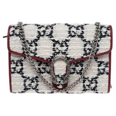 Used Gucci White/Red Tweed and Leather Mini Dionysus Shoulder Bag