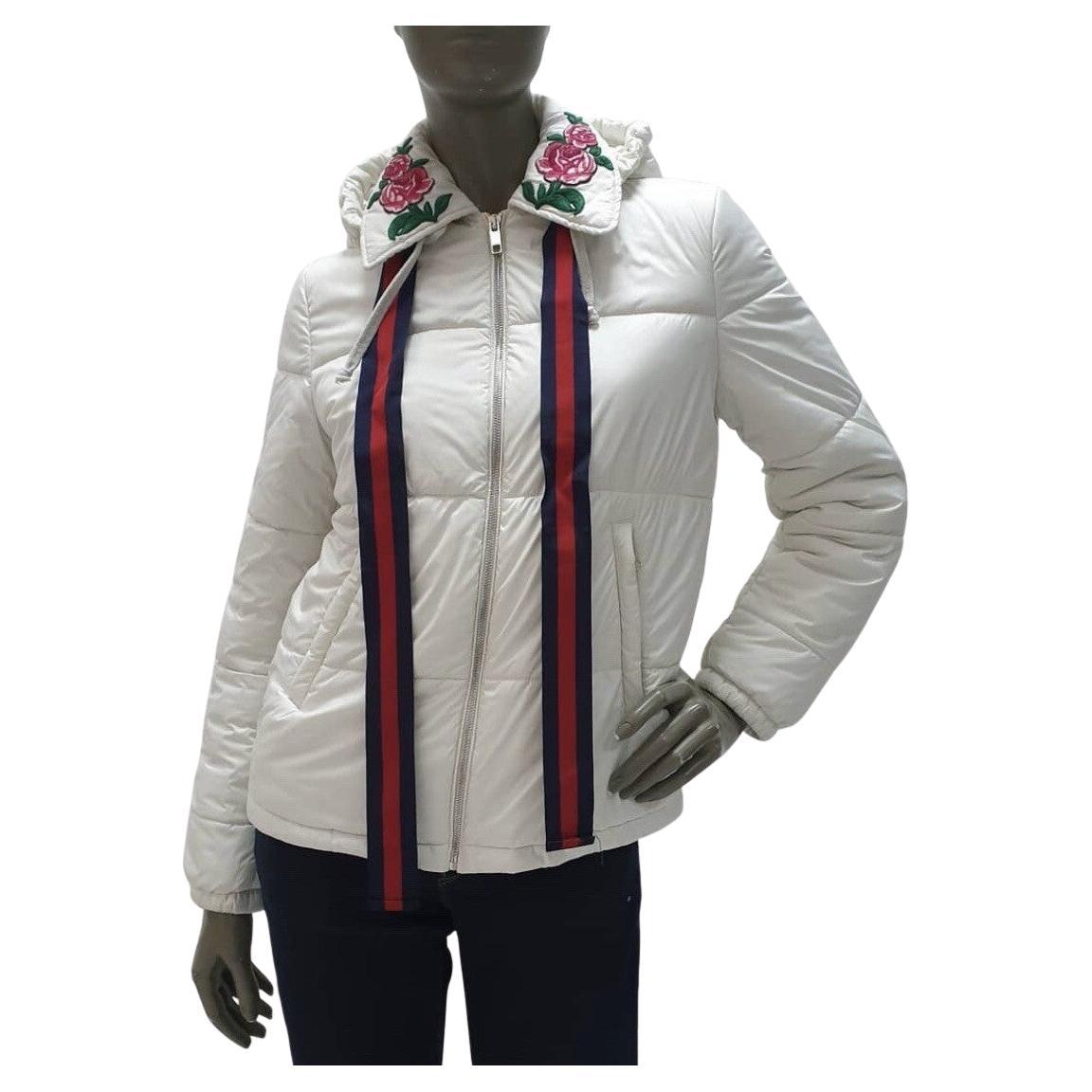 Gucci White Rose Collar Vest Puffer Jacket Sz.42