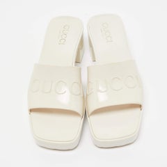 Gucci White Rubber Block Heel Slide Sandals Size 35