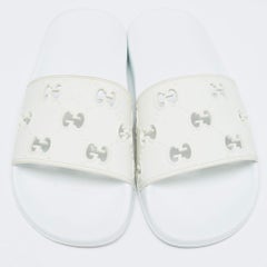 Gucci White Rubber Flat Slides Size 39