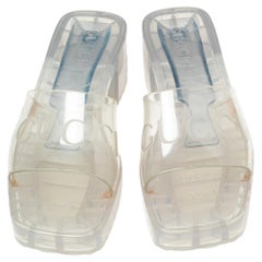 Gucci White Rubber Platform Slide Sandals Size 37