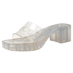 Gucci White Rubber Platform Slide Sandals Size 37