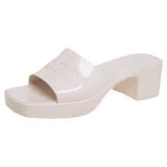 Gucci White Rubber Platform Slide Sandals Size 38