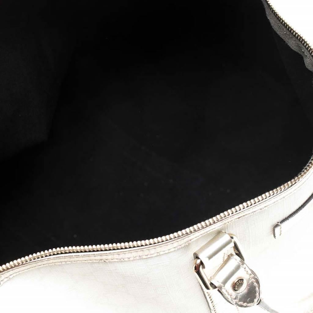 Gucci White/Silver GG Supreme Canvas and Leather Joy Boston Bag 1