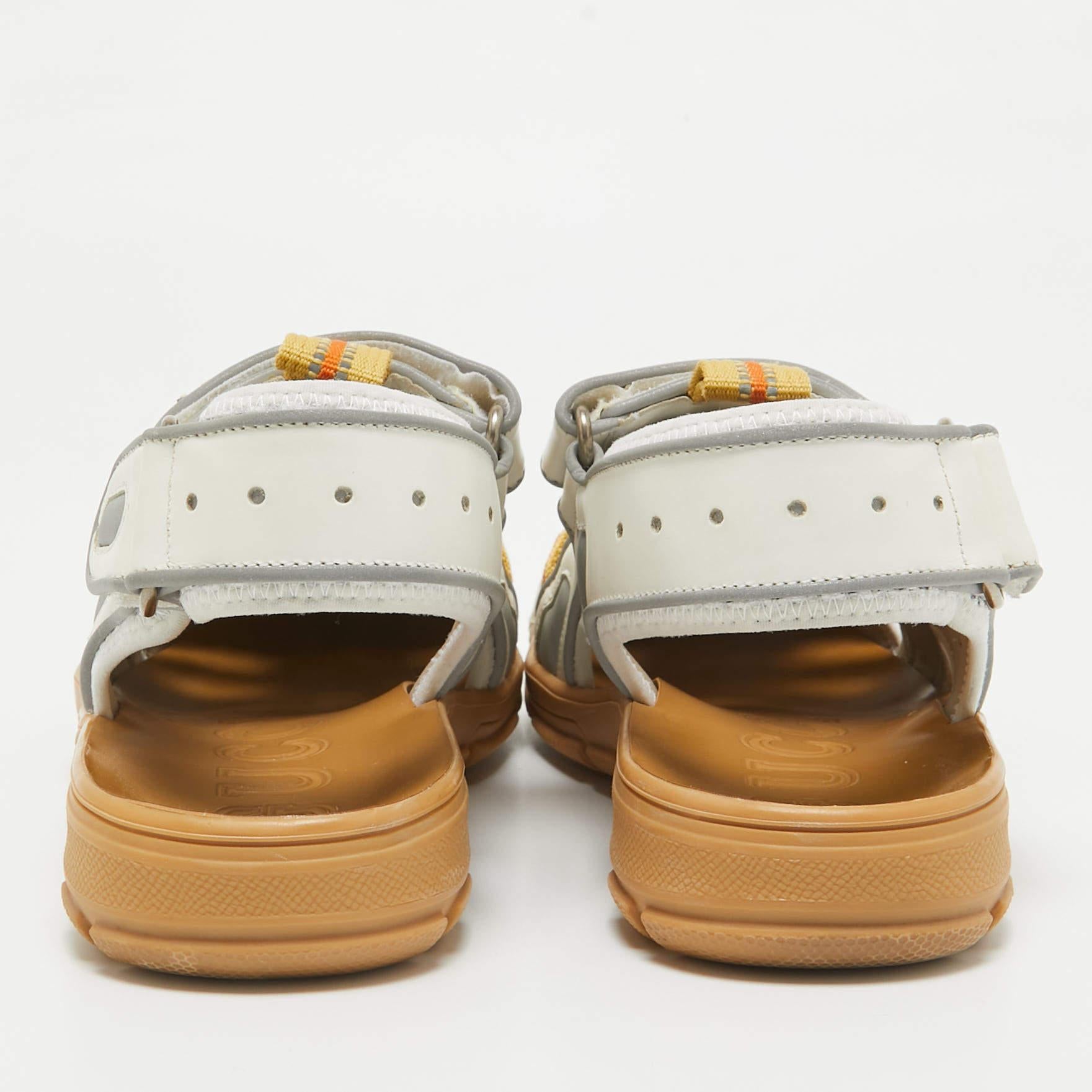 Women's Gucci White/Silver Mesh and Leather Tinsel Sport Sandals Size 36 For Sale