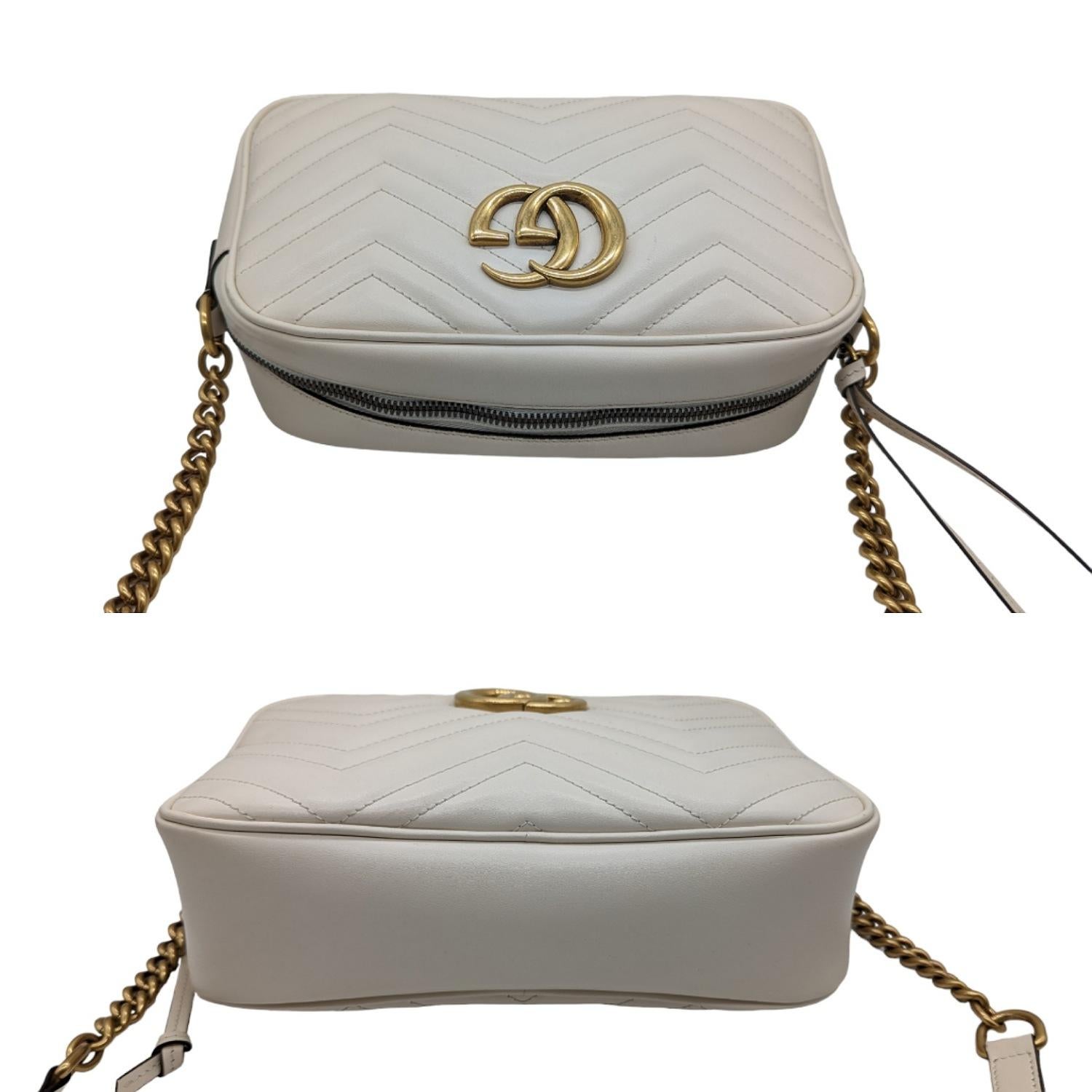 Gucci White Small GG Marmont Shoulder Bag For Sale 2