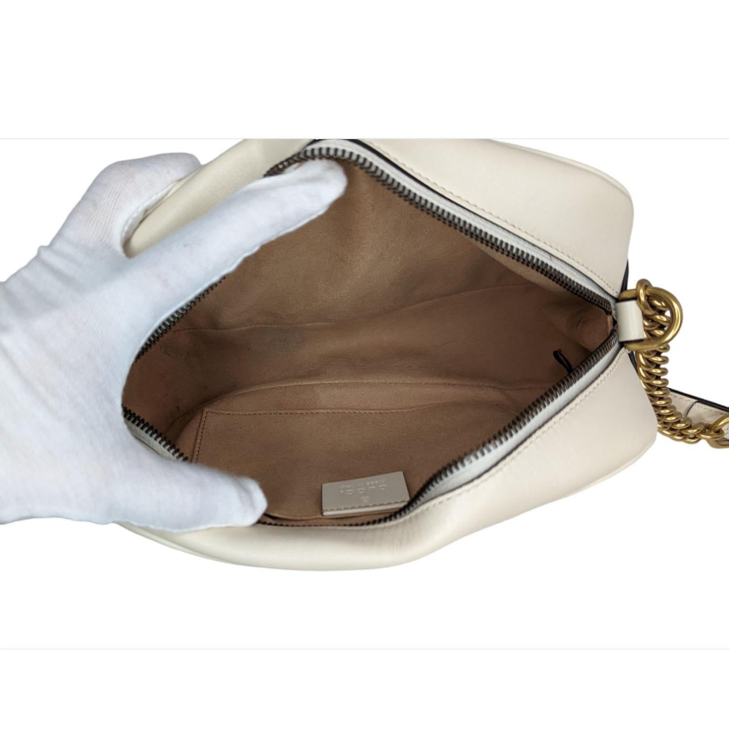 Gucci White Small GG Marmont Shoulder Bag 3