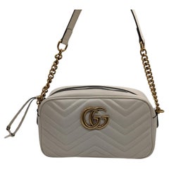 Used Gucci White Small GG Marmont Shoulder Bag