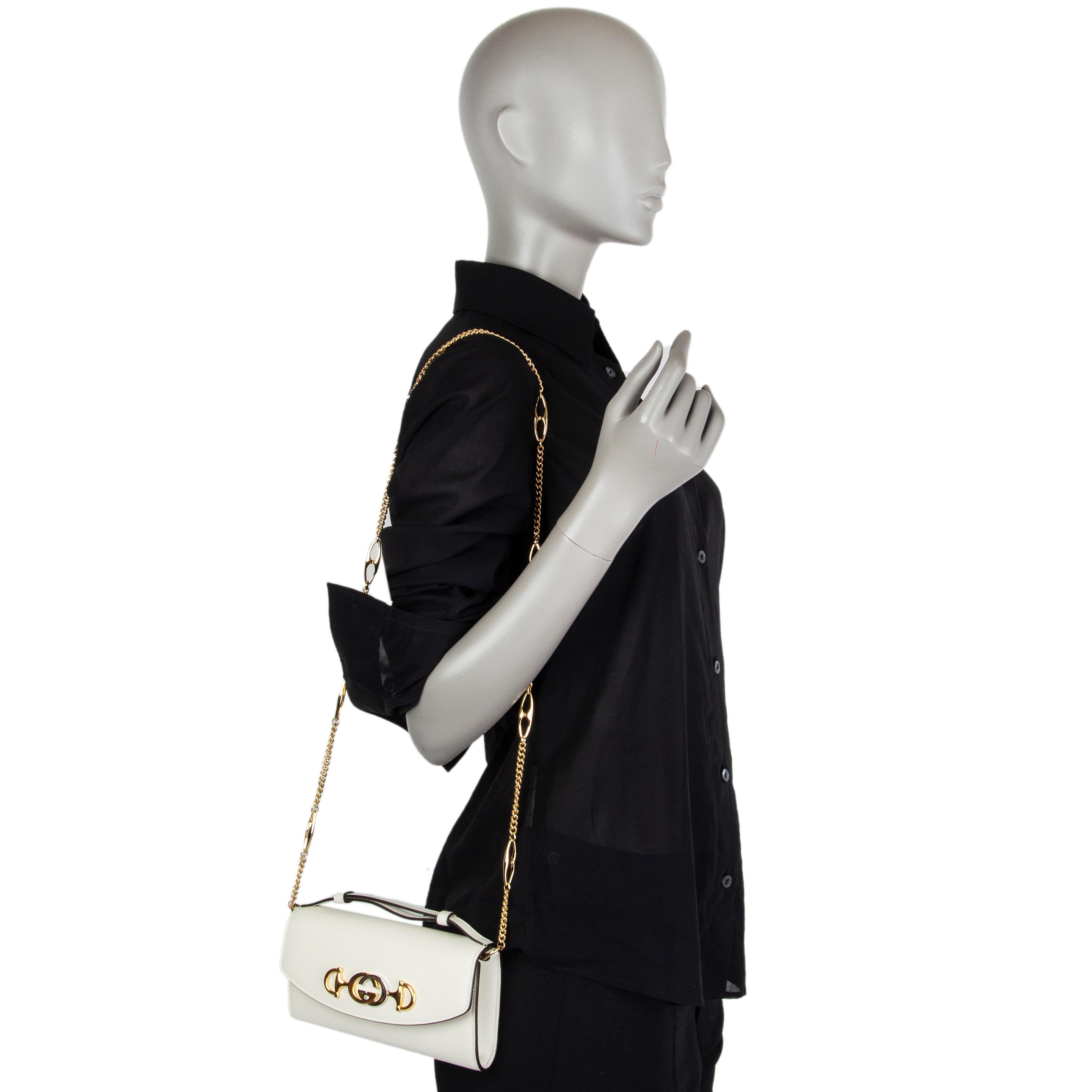 GUCCI white smooth leather ZUMI MINI Shoulder Bag In Excellent Condition In Zürich, CH