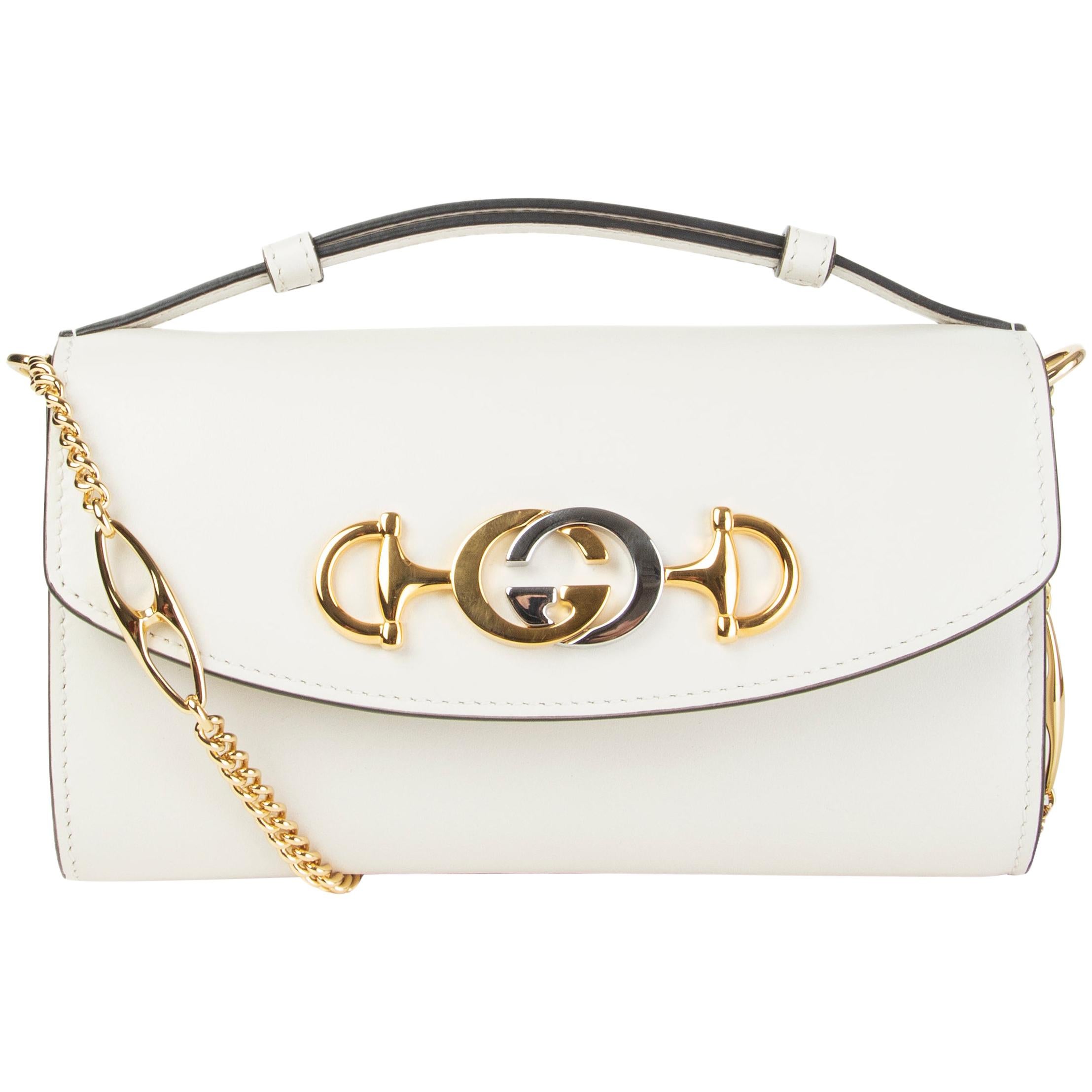 GUCCI white smooth leather ZUMI MINI Shoulder Bag at 1stDibs