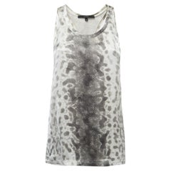 Gucci White Snake Print Satin Silk & Knit Tank Top M