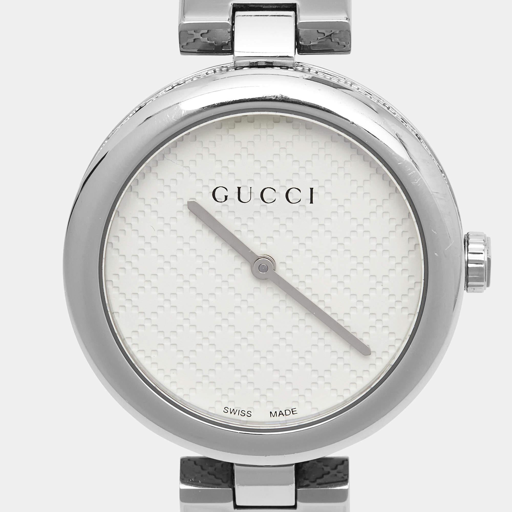 Gucci White Stainless Steel Diamantissima YA141402 Women's Wristwatch 32 mm 3