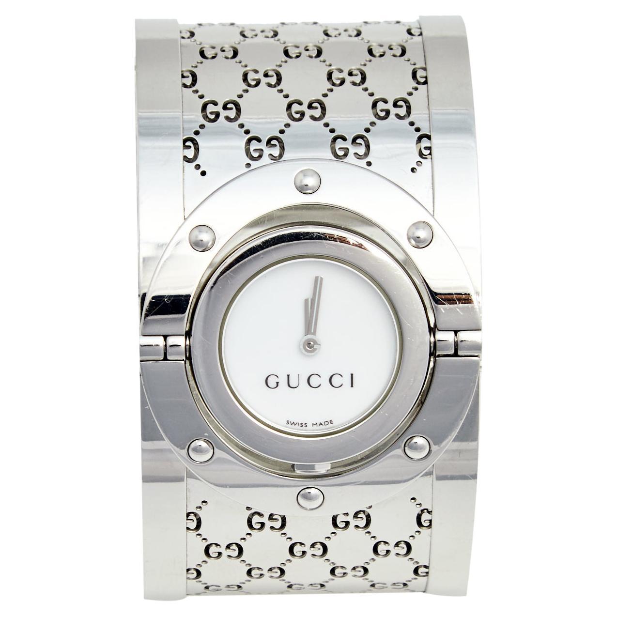 Gucci White Stainless Steel Twirl YA112424 Women's Wristwatch 23 mm at  1stDibs