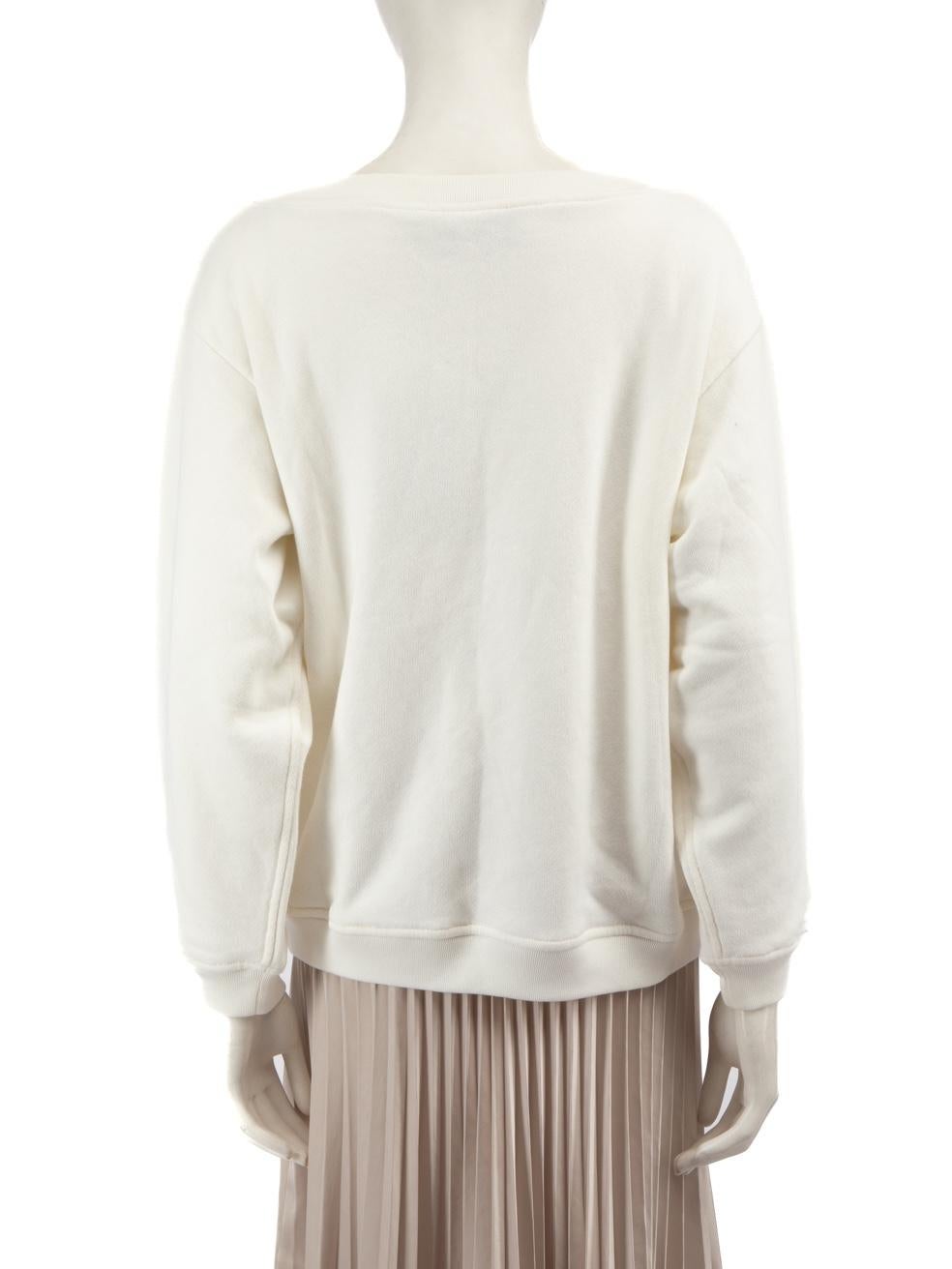 Blanc Gucci - Sweat-shirt blanc à paillettes et cristaux de couleur fraise, taille M