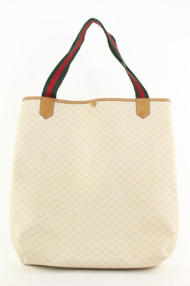 Women's Gucci White Supreme GG Web Shopper Tote Bag 495gks67 For Sale