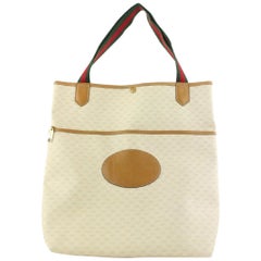 Vintage Gucci White Supreme GG Web Shopper Tote Bag 495gks67