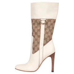 Gucci White Textile & Leather Ankle Boots - Size 37.5