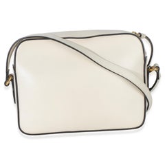 Gucci White Textured Calfskin Small Horsebit 1955 Shoulder Bag