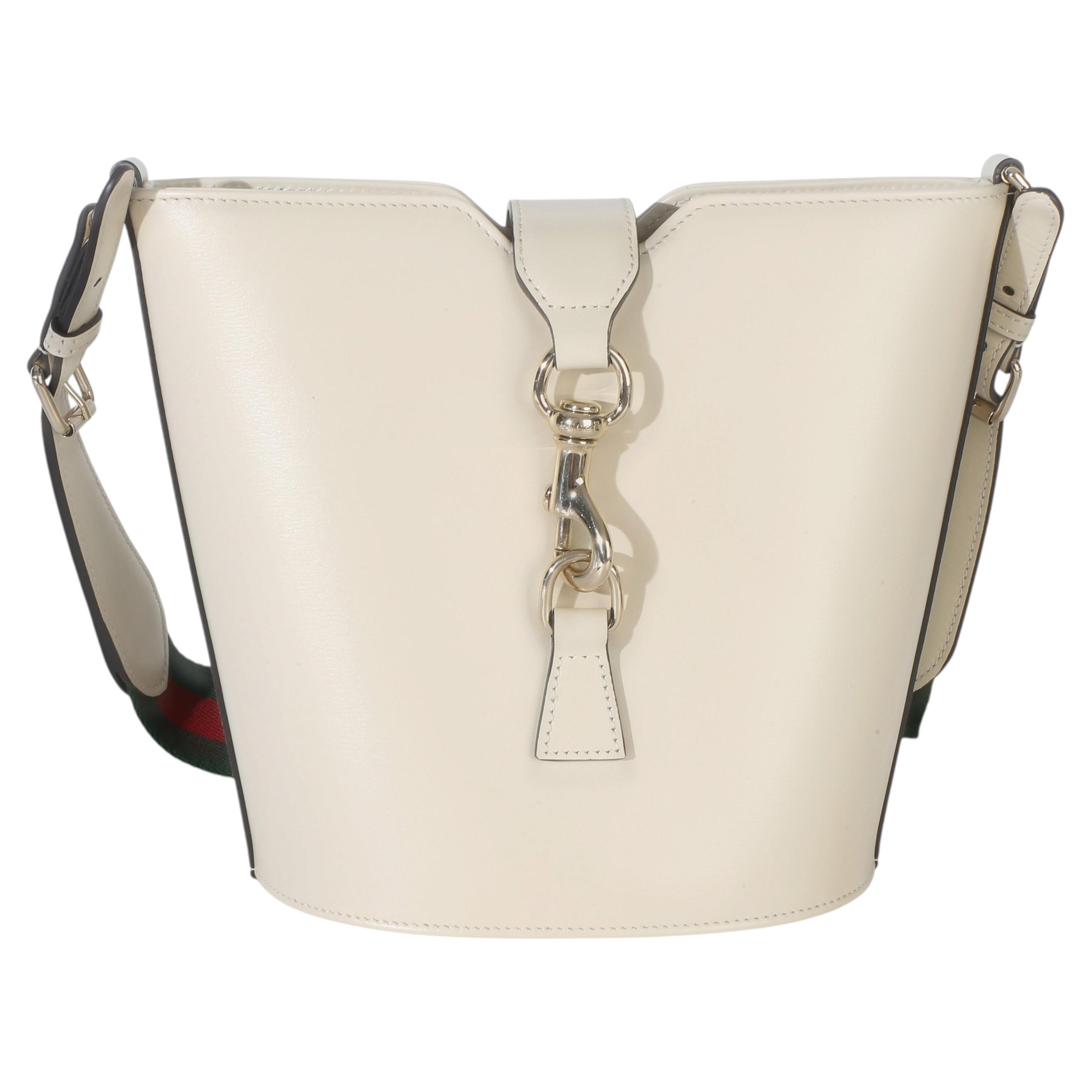 Gucci „Ophidia Web“ Mini-Beuteltasche aus weißem Tritone-Kalbsleder