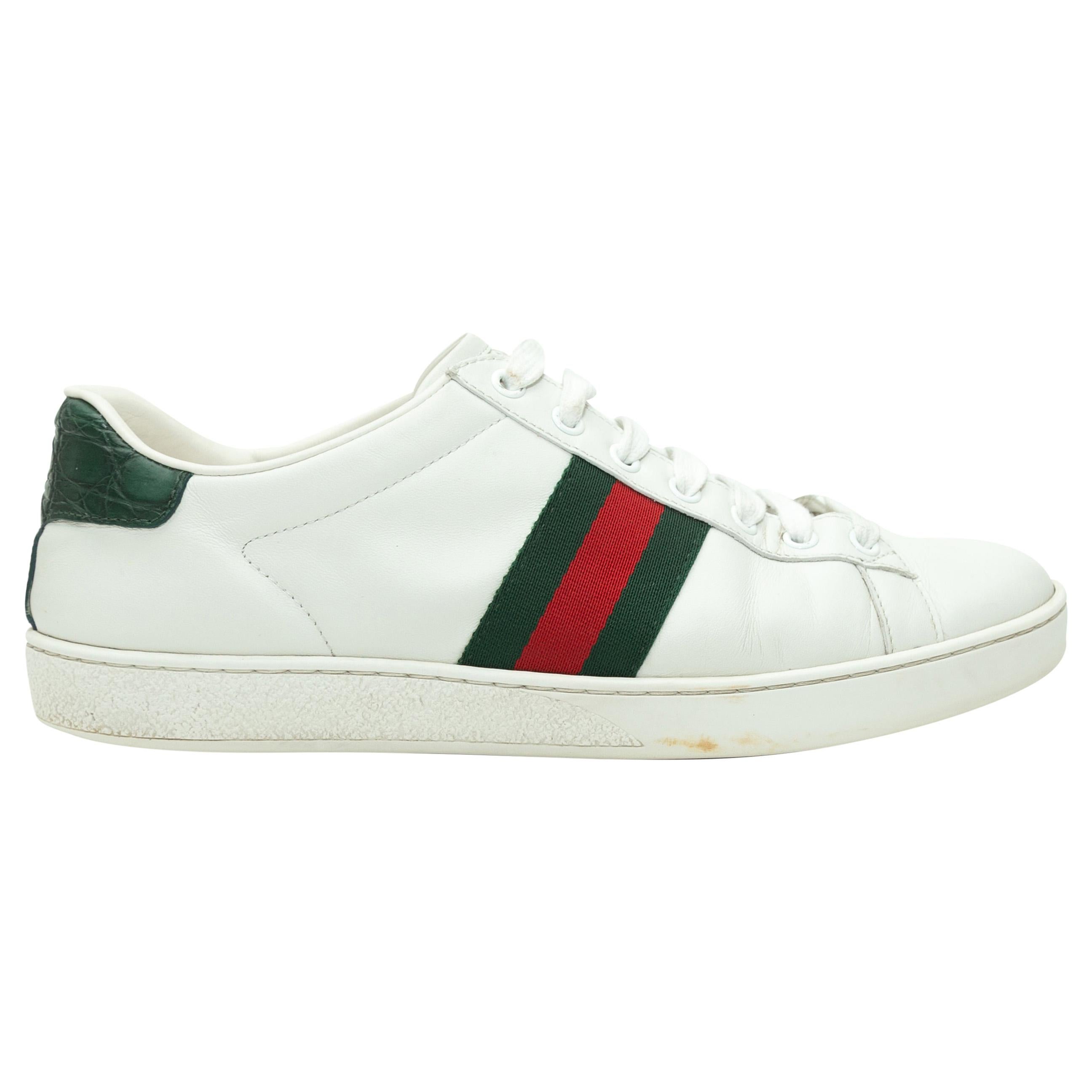 Gucci White Web Crocodile-Accented Sneakers For Sale at 1stDibs | gucci  sneakers, gucci slippers, gucci shoes