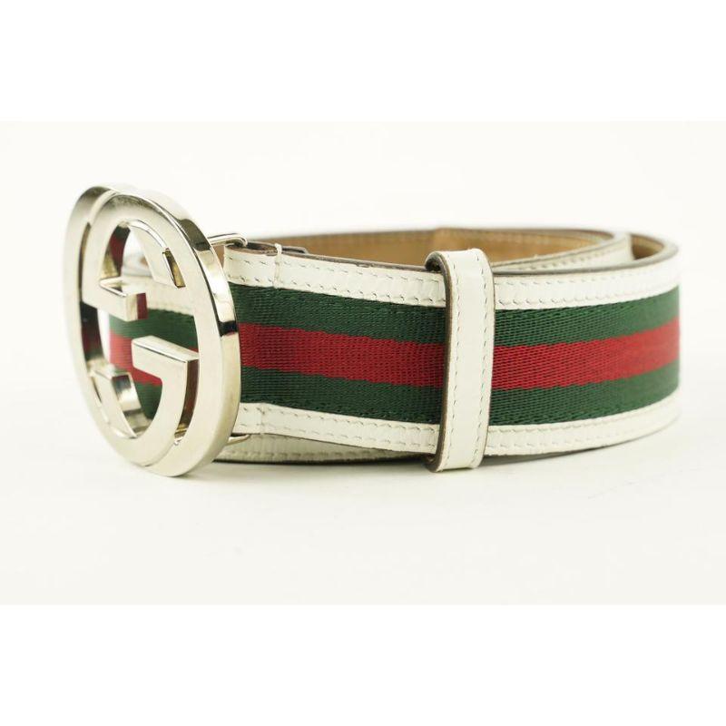 Gucci White Web GG Interlocking Logo Belt 1ggs76 1