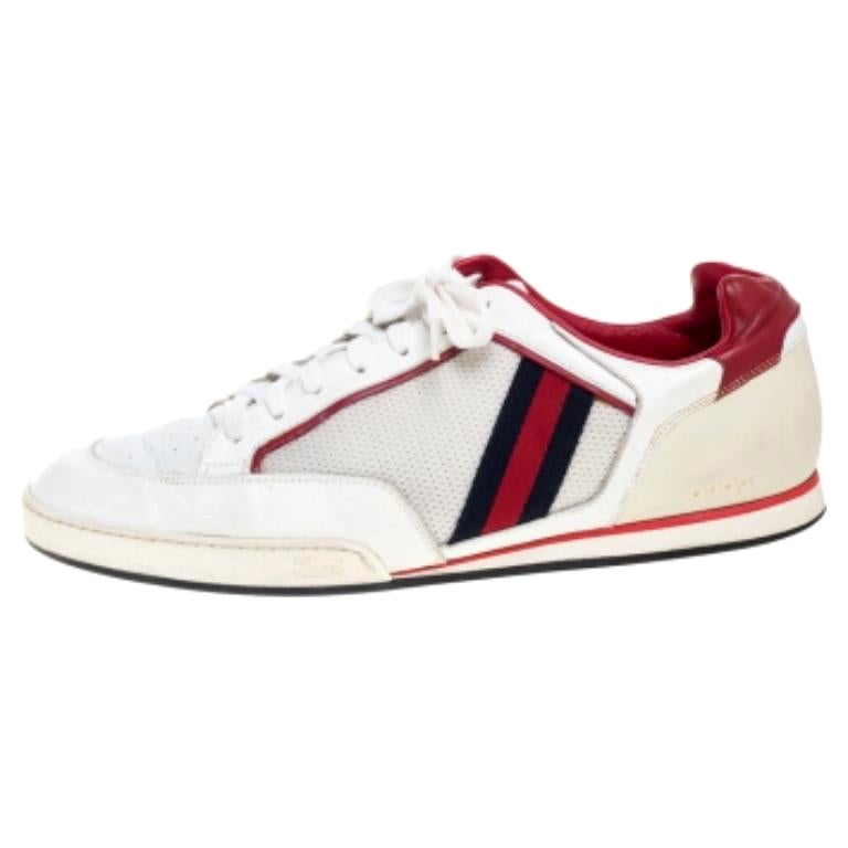 Gucci, pelle e rete bianca, tennis 83, scarpe da ginnastica allacciate, taglia 45