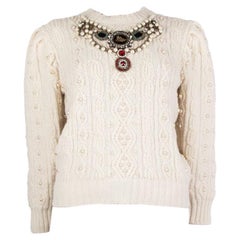 cardigan gucci GUCCI white wool
cashmere EMBELLISHED CABLE-KNITSweater S