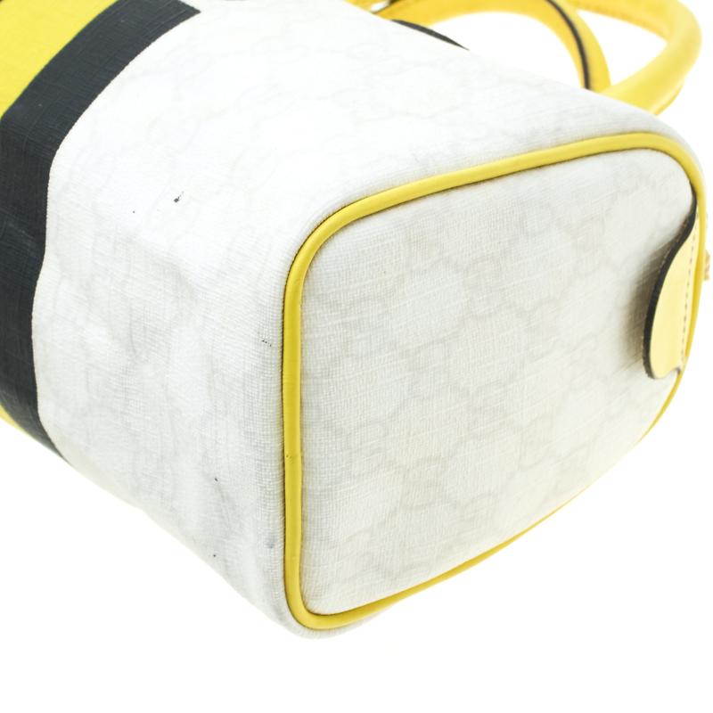 Gucci White/Yellow GG Supreme Canvas Small Web Joy Boston Bag 4