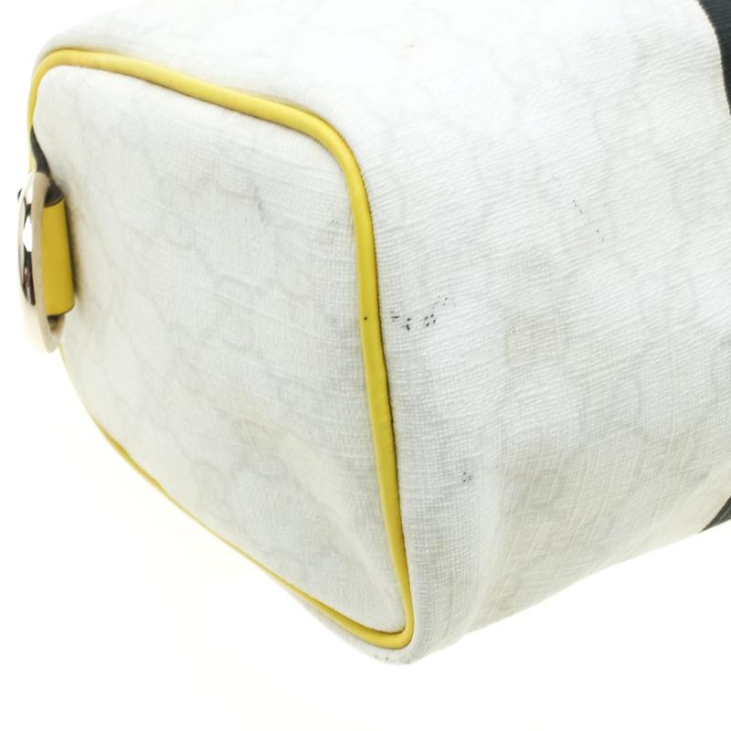 Gucci White/Yellow GG Supreme Canvas Small Web Joy Boston Bag 5