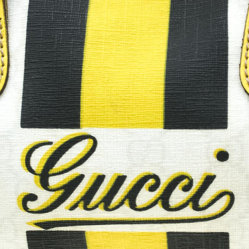 Gucci White/Yellow GG Supreme Canvas Small Web Joy Boston Bag 3
