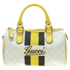 Gucci White/Yellow GG Supreme Canvas Small Web Joy Boston Bag