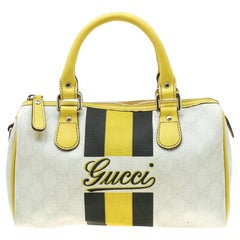 Gucci White/Yellow GG Supreme Canvas Small Web Joy Boston Bag