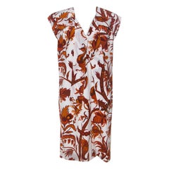 Gucci Whte & Orange Paisley Print Silk Shift Dress M